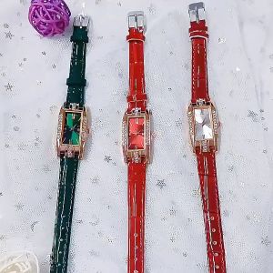 Korean fashion ladies quartz square watch / green strap vintage trend watch