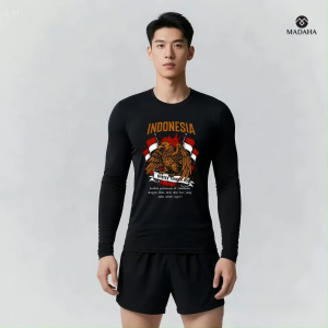 Madaha Kaos Baju Lengan Panjang Dry fit Jersey Olahraga Garuda Indonesia