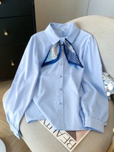 Áo Sơ Mi Chiffon Tay Dài Rộng Rãi Thường Ngày Cho Nữ Phong Cách Công Sở Phong Cách Hàn Quốc Mùa Thu Phong Cách Mới Áo Sơ Mi Cổ Polo