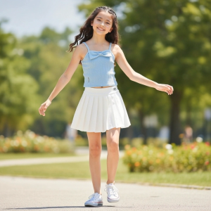 Moose Girl Skirt with Inner Short White With Embroidery Details (GSFSK 604 8416)