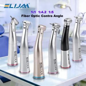 Dental Fiber Optic Increasing Contra Angle Handpiece 1:1/1:4.2/1:5Mini/Standard Head Ceramic Bearing E-type Motor For Micromotor