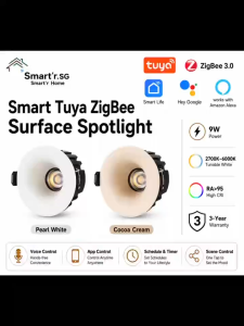 Tuya ZigBee 3.0 Smart Recessed LED Ceiling Spotlight 9W Ra>95 Aluminium Curved Design