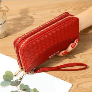 KOREAN FASHION LEATHER 2ZIPPER LONG WALLET FOR WOMEN 8823