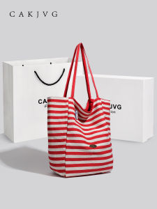 CAKJVG Double-Sided Canvas Tote Bag Commuter Large Capacity Student Class Bag 2025 New Style Casual Shoulder Handbag
