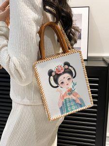 Túi Tote in Thêu Thủ Công DIY Vật Liệu Quà Tặng Dệt Tay Phong Cách Trung Hoa Túi Xách Đeo Vai Đơn Đeo Chéo Túi Tote Mùa Hè