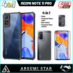 PROMO PAKET MURAH 4 IN 1 CASE XIAOMI REDMI NOTE 11 PRO / 11 PRO 5G SOFTCASE CASING SILIKON LIQUIT + ANTI GORES + SKIN CARBON 3D + SKIN CAMERA LENS