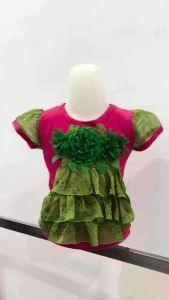 L.Y.X Lucky Fashion - ATASAN KAOS ANAK PEREMPUAN PINK HIJAU / TOP ANAK PEREMPUAN RUFFLE / KAOS PERGI ANAK PEREMPUAN