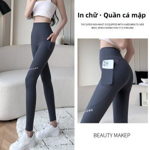 Quần Capri Yoga Mùa Xuân Thu Mỏng Bằng Lưới Shark Cho Nữ Quần Capri Barbie Quần Bó Sát Eo Cao Nâng Mông