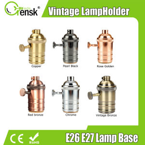 Vintage E27 Lamp Base Retro Copper DIY Lampholder With Switch Antique Edison Vintage Lighting Screw Socket
