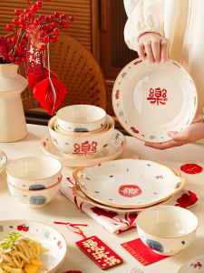 Chinese Style Ceramic Bowl Set for One Person High Aesthetic Value Home Use Rice Bowl Dishwasher And Microwave Safe