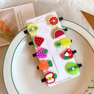 Girls Cute Hair Clips Candy Barrettes Fun Fruit Hair Accessories Cartoon Ice Cream Cloud Lollipop Hairpin 10Pcs