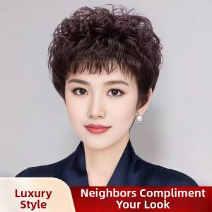 Luxurious Real Hair Wig Partial Volumizing Short Curly