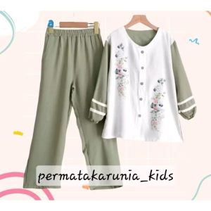 BUNGA SET KIDS (3THN-13THN) CRINKLE PRINTING // SETELAN BUNGA KIDS // ONE SET KOMBINASI POLOS // SETELAN ANAK WANITA // ONE SET KEKINIAN // SETELAN KANCING WANITA // SET REMAJA OOTD // SETELAN LENGAN PANJANG ANAK // SET KIDS KOMBINASI //