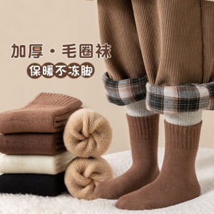 ถุงเท้าเด็กผ้าฝ้ายหนาสำหรับฤดูหนาว ถุงเท้าเด็กผู้ชายและเด็กผู้หญิง ถุงเท้าขนหนา สีน้ำตาล ถุงเท้าสำหรับฤดูใบไม้ร่วงและฤดูหนาว