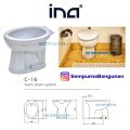 Kloset duduk siram toilet single bowl tanpa tangki INA C16 C-16. 