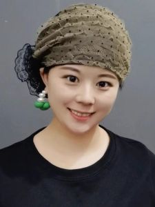 หมวกคลุมผมผ้าตาข่ายลูกไม้ปิดผมขาว หมวกท่องเที่ยวฤดูใบไม้ร่วงปี 2025 สำหรับผู้หญิง หมวกผ้าขนหนูระบายอากาศได้ดี หมวกทรงกลม สีกลางๆ