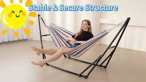 Foldable 2 in 1 Hammock and Swinging Chair Height Adjustable Non-Slip Pad Design for Outdoor