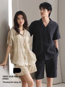 MiiOW | Bộ đồ ngủ cotton mùa hè mỏng tay ngắn có đệm ngực cho cặp đôi MiiOW Cat Person Bộ đồ mặc nhà thoáng khí thoải mái cho nam và nữ