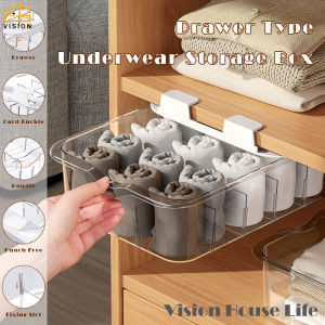 Vision Transparent Drawer Type Underwear Storage Box Wardrobe Sock Sorting Box Hole Free Bra Storage Organizer Dormitory Closet Panty Socks Grid Storage Organizer
