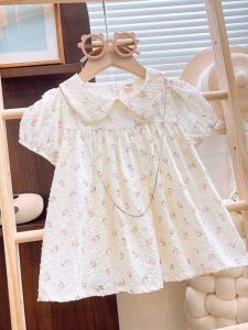 Girls Short Sleeve Shirt Summer Casual Lightweight Breathable Floral Print Cotton Polyester Blend Childrens Clothing