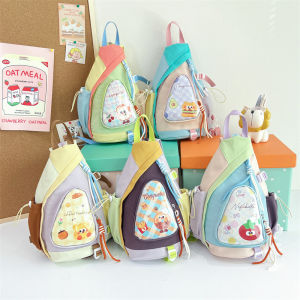 RA Kids Crossbody Bag Chest Bag Color-Block Fashionable Large Capacity Cartoon Backpack for Boys Girls AR
