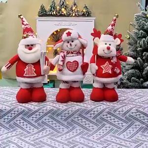 Christmas Telescopic Dolls Christmas Decorations Cartoon Woven Santa Claus Snowman Elk Toy Party