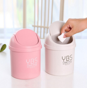 CHENJ Desktop Mini Waste Bin Small Trash Can Household With Bins Desk Storage