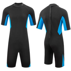 Mens Wetsuit 3mm Neoprene Short Sleeve One Piece Spring Diving Suit Back Front Zip Surfing Diving Swimming Snorkeling Kayaking