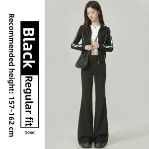 YAYANGREN | Black Flared High-Waist Plus Size Slim Fit Drape Casual Suit Pants