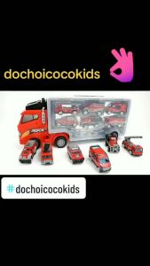 Đồ chơi Xe vận tải chở 6 xe mô hình (1. Đội Xe cứu hỏa / 2. Đội Xe cảnh sát / 3. Đội Xe công trình)