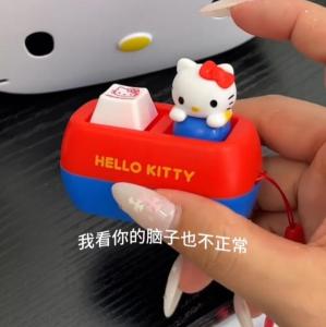Takara Tomy | Anime Hello Kitty Voice Button Keyring Kt Cat Keycap Stress Relief Toy Cute Keyboard Button Squishy Desk Decor Birthday Gifts
