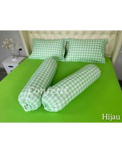Sprei Kaos Confetti Karet Keliling + Sarung Bantal Guling Katun Motif Picnic