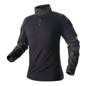Outdoor Tactical Hiking T-Shirts Men Combat Camouflage Long Sleeve Hunting Training Climbing Shirt Cotton Sport Clothes