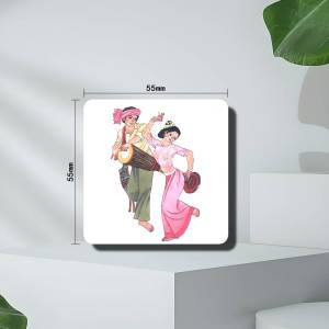 MYANMAR Aesthetic Art Fridge Magnet Set Creative Square Decorative Adhesive Stickers Magnets For Festival Gift