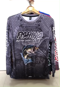 เสื้อยืดเล่นกีฬา ลายปลา Fishing club เสื้อกีฬาแขนยาว ผ้าไมโครพิมพ์ลาย ไซส์ S-2XL ใส่ได้ทั้งชายและหญิง ผลิตโรงงานไทย