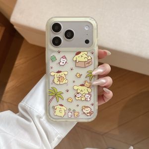 Sanrio | Cute Transparent Yellow Pudding Dog Phone Case for iPhone 17 Pro Max 17 Pro 16 15 Pro Max Luxury High-end Protective Back Cover