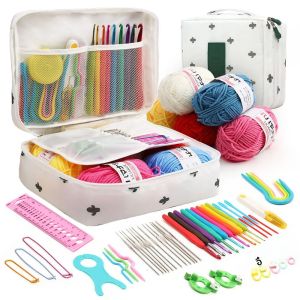 ชุดถักโครเชต์53 สำหรับผู้เริ่มต้น 53 ชุดและชุดจัดเก็บหลากสีสำหรับเครื่องมือถัก DIY แบบพกพา 1 ชิ้น