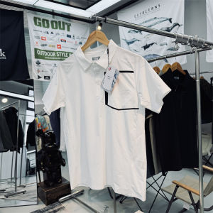 Mens Outdoor Casual Short Sleeve POLO Shirt Moisture Wicking Seamless Wear Resistant Quick Dry Single Direction Glue