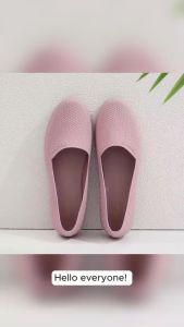 Breathable Knit Slip-On Flat Shoes for Women - Casual Comfortable Round Toe Loafers in Solid Colors