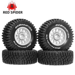 RED SPDIER 4 Cái Lốp & Bánh Xe Xe Tải RC Địa Hình Đã Dán Sẵn 12mm Hex Cho 1/16 1/18 ARRMA Mojave GROM Tamiya Kyosho HPI Xe Tải