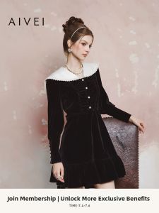 AIVEI | Winter Short Petite Sweet & Romantic Velvet Dress