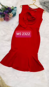 MyDu Shop | Đầm Ôm Dự Tiệc MS 2322 – Dáng Loa Loe Đính Hoa Hồng Lớn Trước Ngực