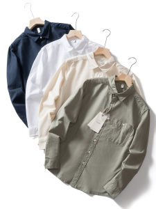 Comfortable Breathable Pure Color Mens Cotton Linen Casual Shirt Long Sleeve Spring Autumn Pocket Single Button Standard Fit