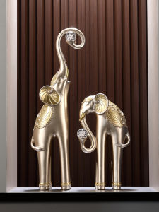 New Chinese Style Elephant Figurines Pair Living Room Floor Standing Large Artistic TV Cabinet Decorations Wealth Attracting