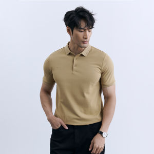 Elegant Gentleman Polo Shirt Geometric Cotton Casual Commute Business Short Sleeve T-Shirt for Men Standard Fit Summer Wear