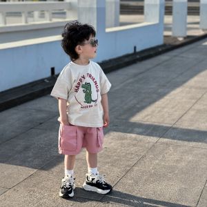 Boys Five-Quarter Cotton Shorts Summer Fashionable Pink Casual Pants Childrens Clothing Pure Cotton Workwear Trousers