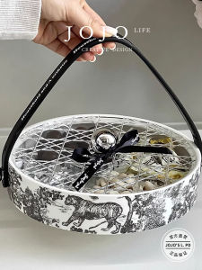 Luxury Ceramic Fruit Tray with Handle for Living Room Home Use Nordic Style Fruit Basket Plate Dining Utensils by Jojos Life