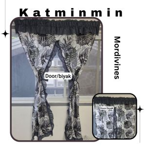 mordivines 2 gray matchy design curtain (Katminmin) double panel window door valance