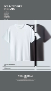 Plain Tshirt BLACK AND WHITE 100% Cotton For Men