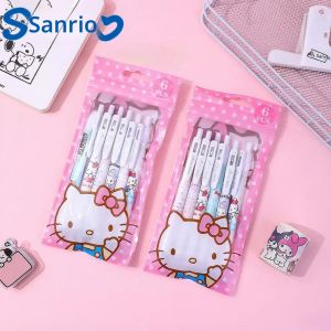 6 ชิ้น/ล็อตซานริโอ เฮลโล คิตตี้เจลปากกาคาวาอิเครื่องเขียนปากกาลายเซ็นสีดำเครื่องมือเขียนโรงเรียนอุปกรณ์สำนักงานของเล่นของขวัญ